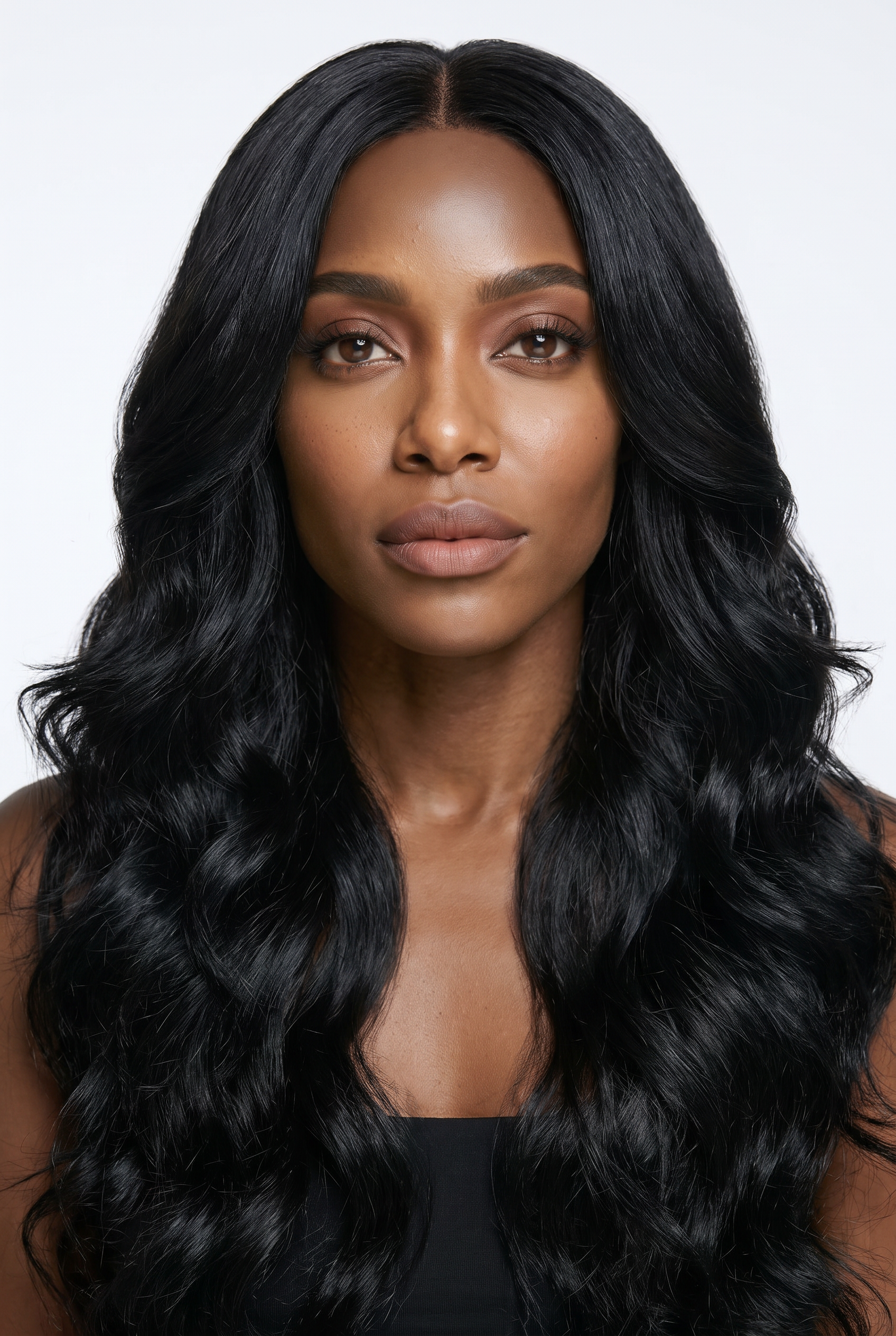 Woman wearing a natural-looking long wig